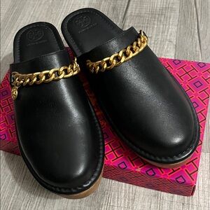Tory Burch Black Leather Clogs